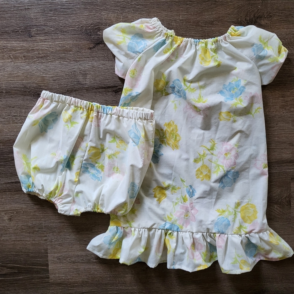 Babydoll Lounge Set made from Vintage Floral Sheets